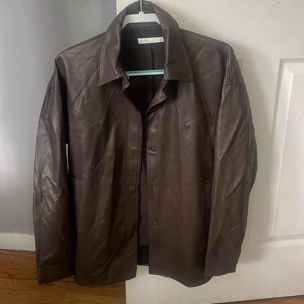 Brown oak and fort leather jacket